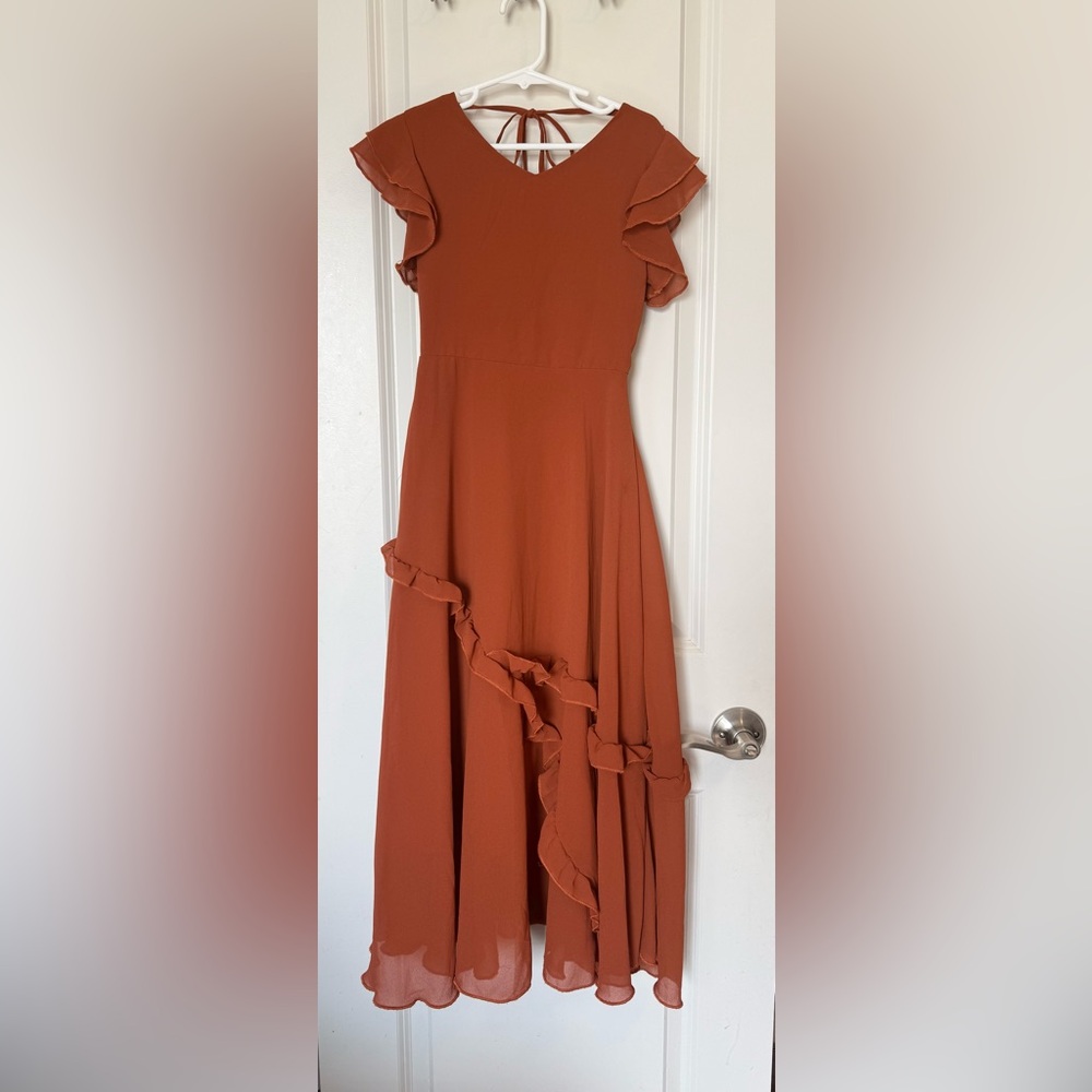 Joyfolie Terracotta Ruffle Dress